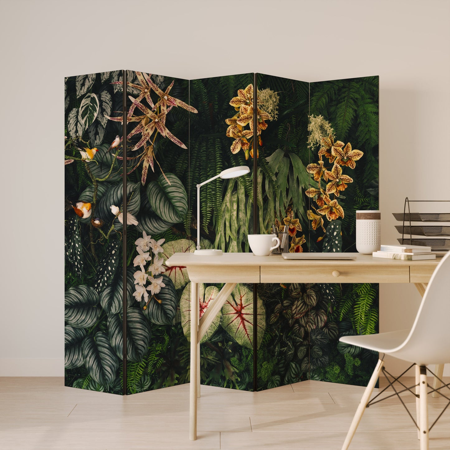 Dekorativ rumsavdelare SILENT WILDERNESS med 5 paneler