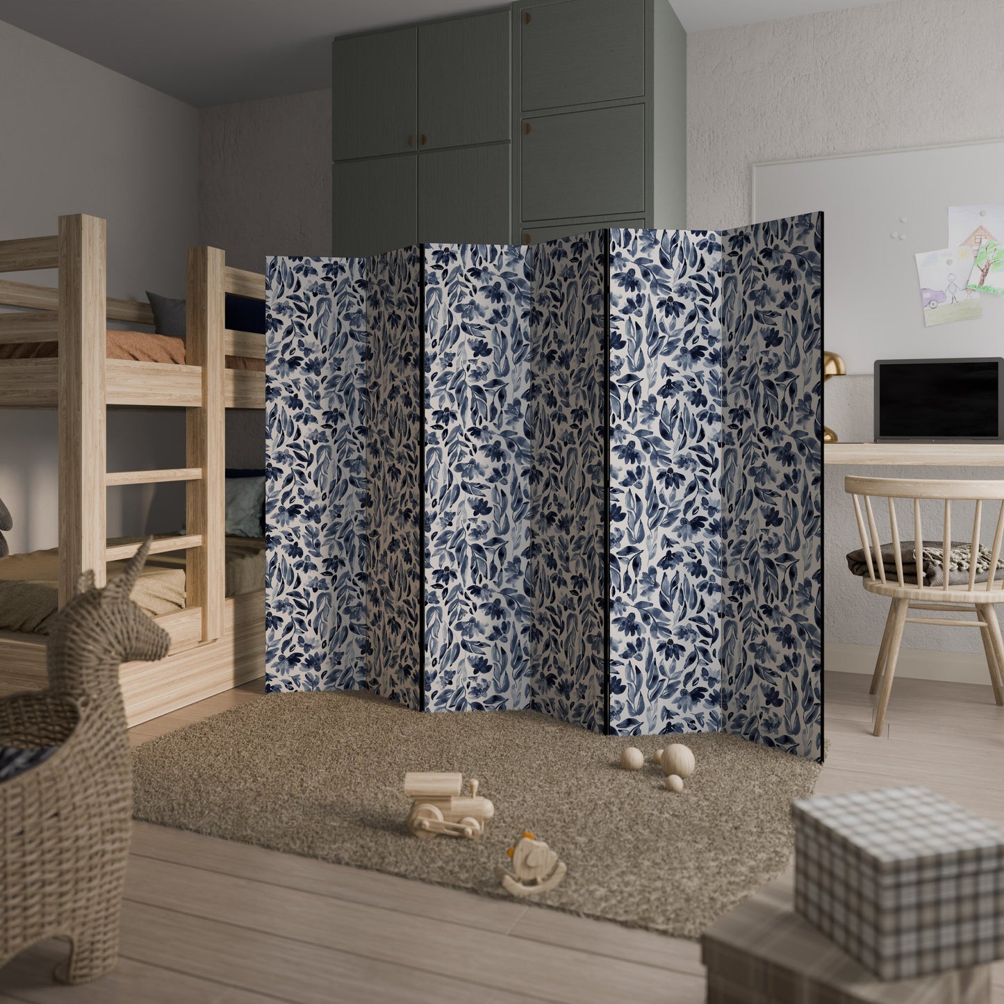 Dekorativ rumsavdelare med 6 paneler FLORAL FANTASY FABLE