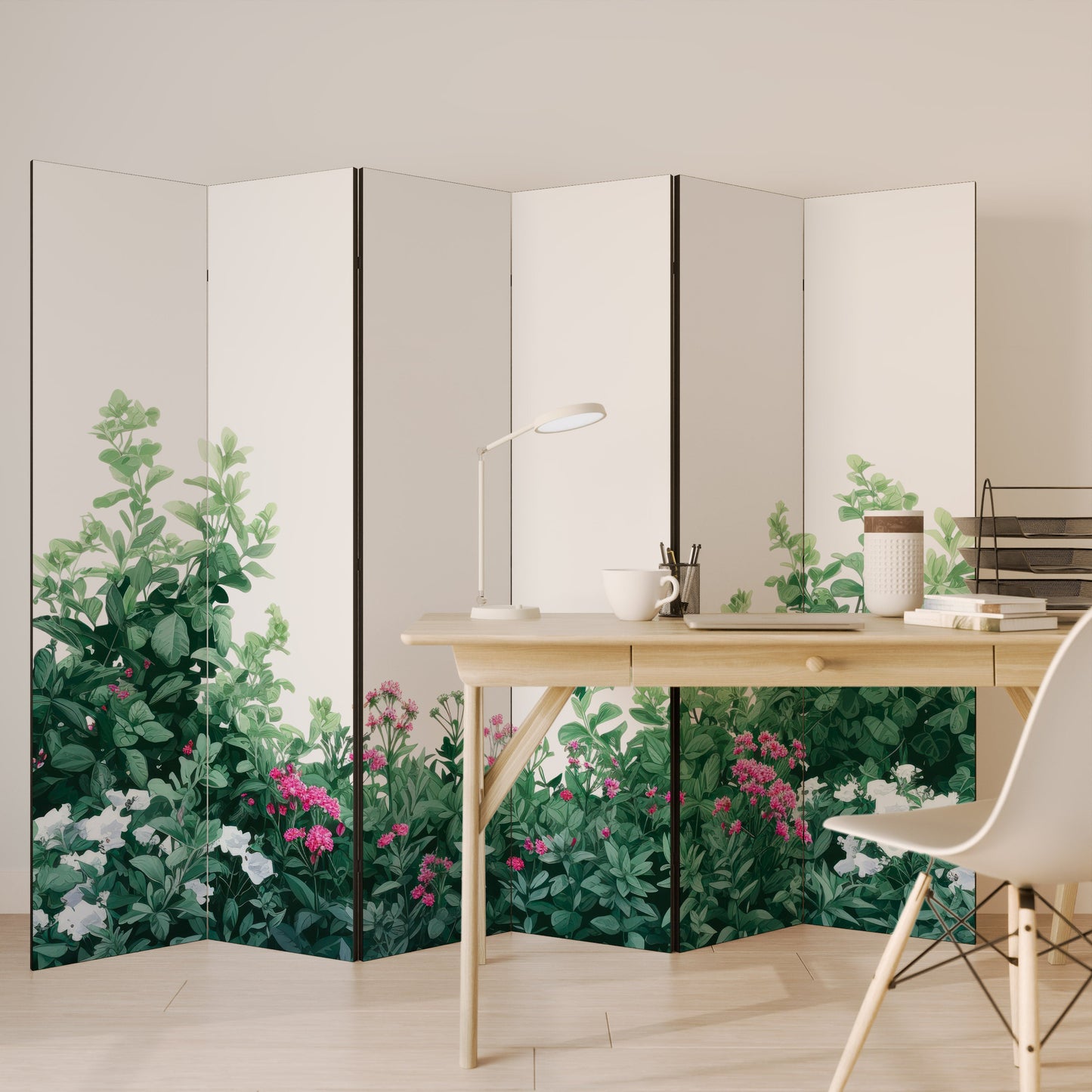 Dekorativ rumsavdelare med 6 paneler, FLORAL SERENITY BARRIER