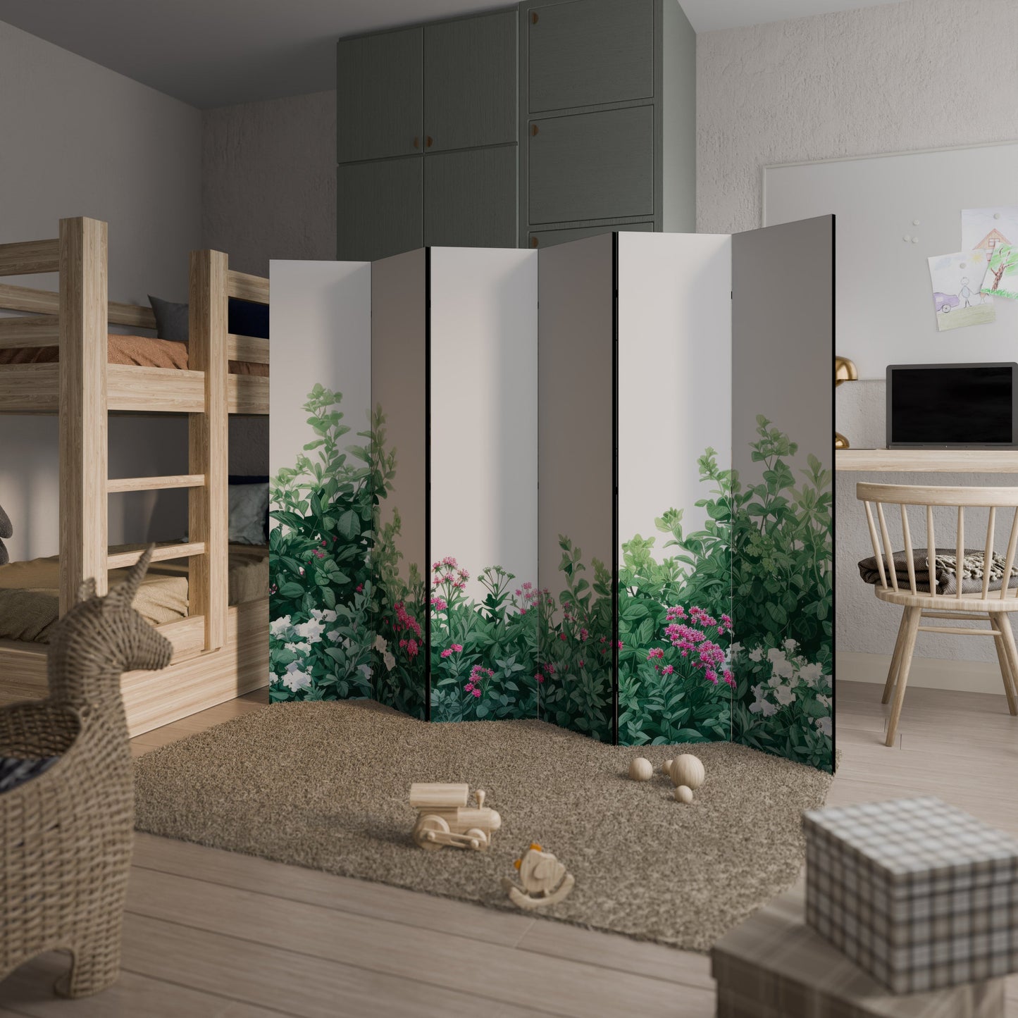 Dekorativ rumsavdelare med 6 paneler, FLORAL SERENITY BARRIER