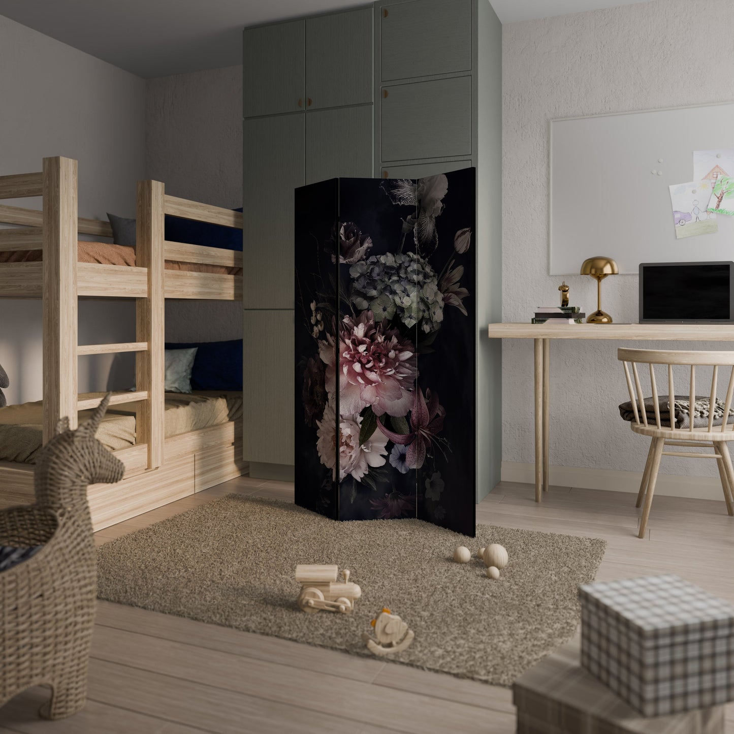 PURE BLOSSOM Dekorativ rumsavdelare med 3 paneler
