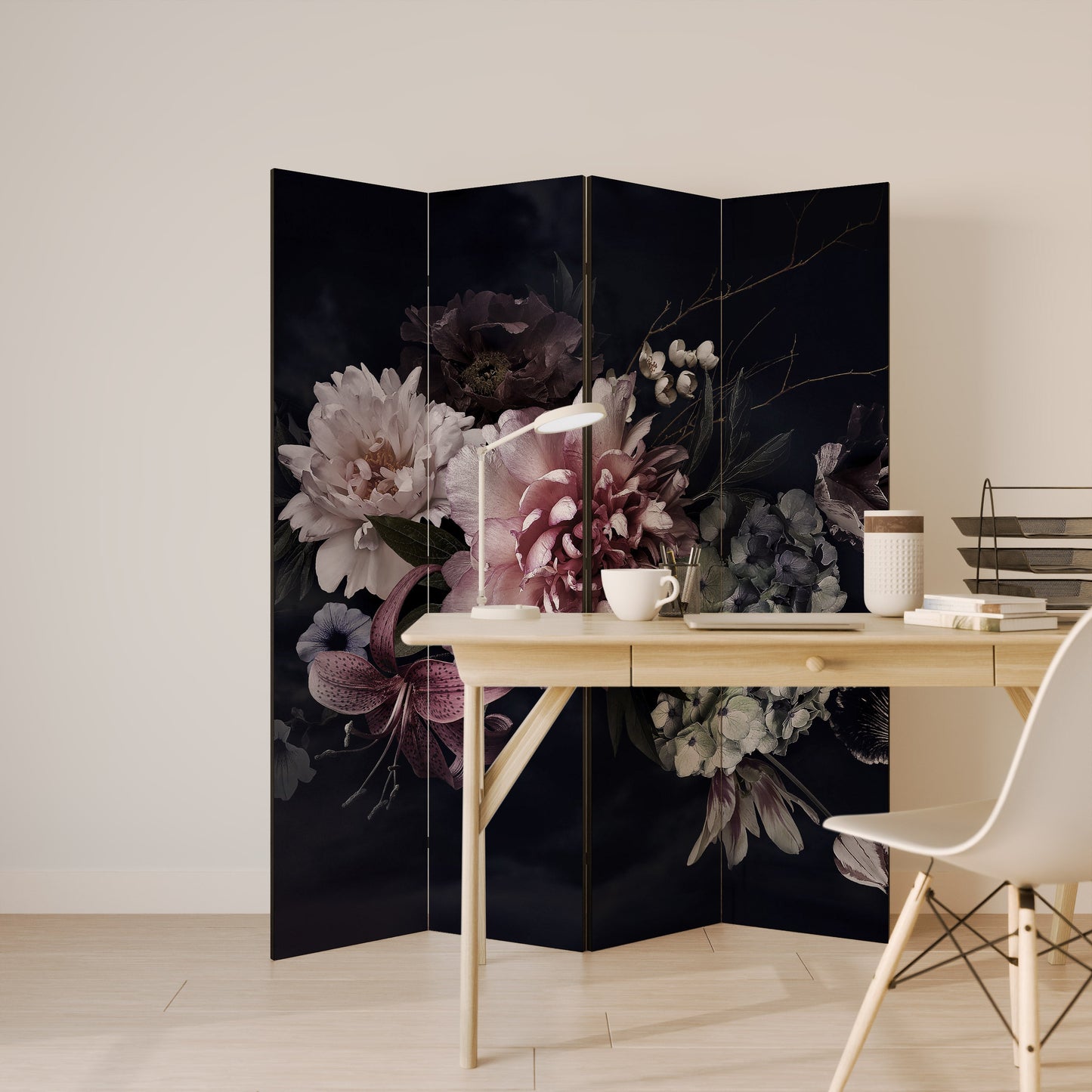 PURE BLOSSOM Dekorativ rumsavdelare med 4 paneler