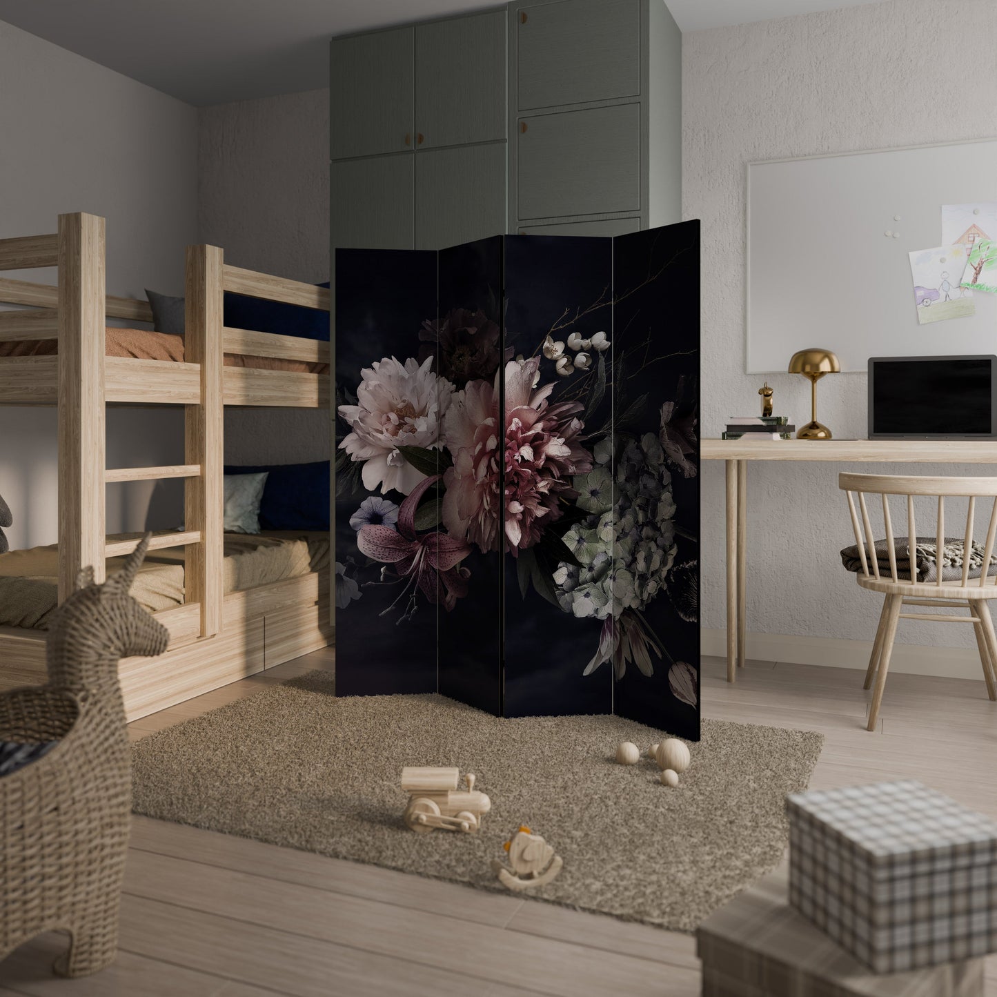 PURE BLOSSOM Dekorativ rumsavdelare med 4 paneler