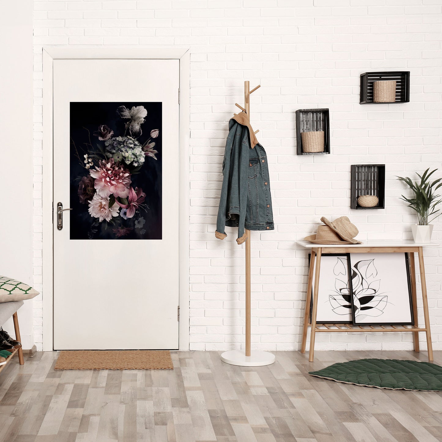 PURE BLOSSOM vertikal poster med självhäftande text