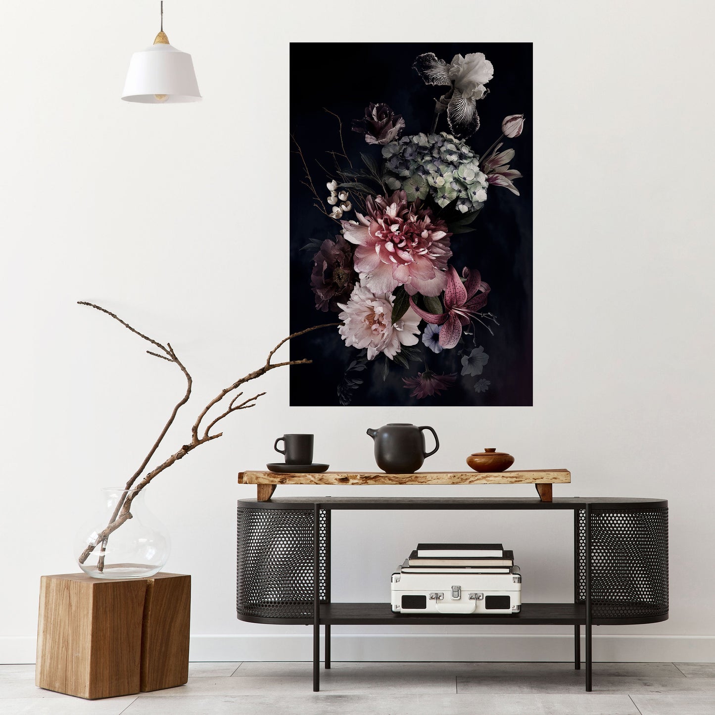 PURE BLOSSOM vertikal poster med självhäftande text
