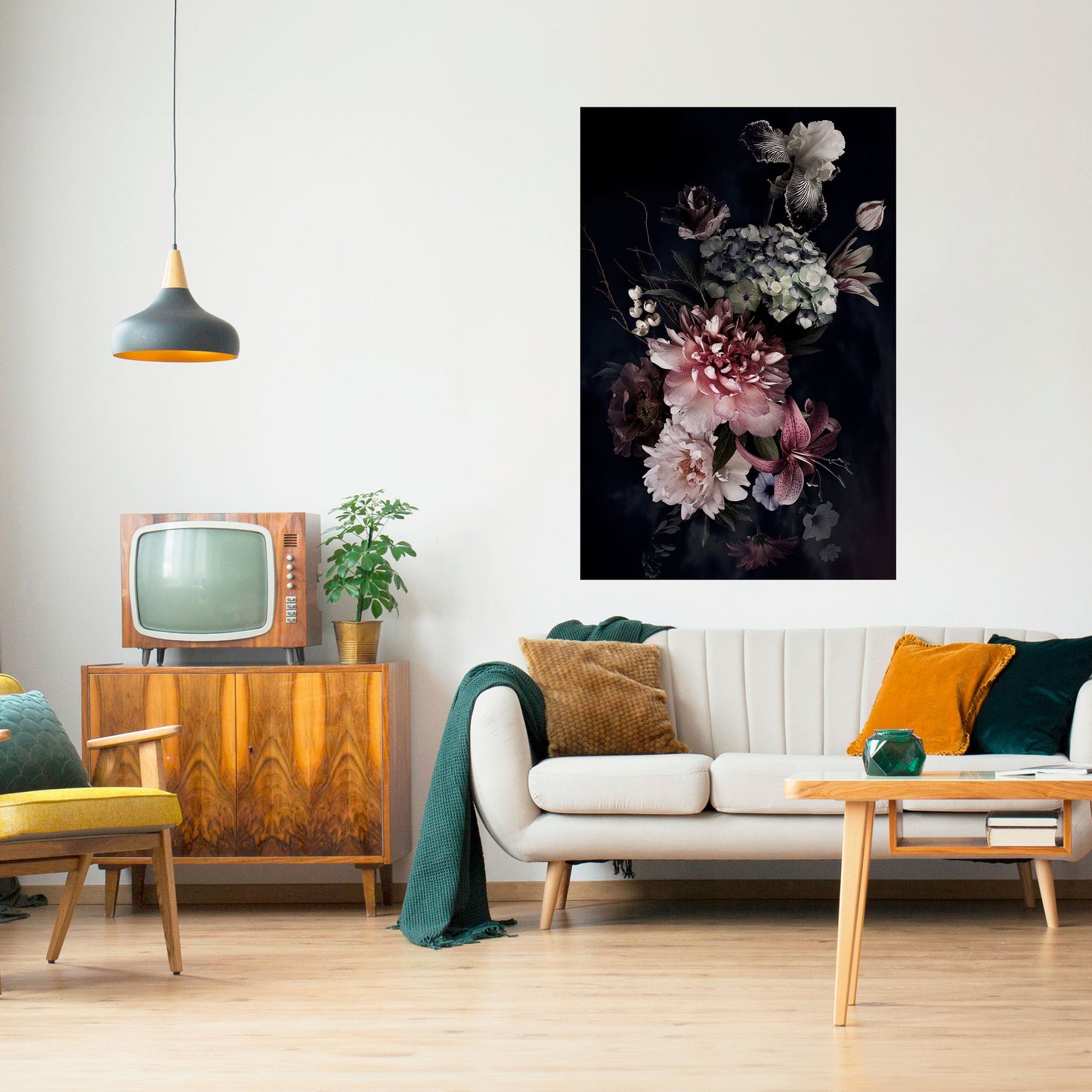 PURE BLOSSOM vertikal poster med självhäftande text