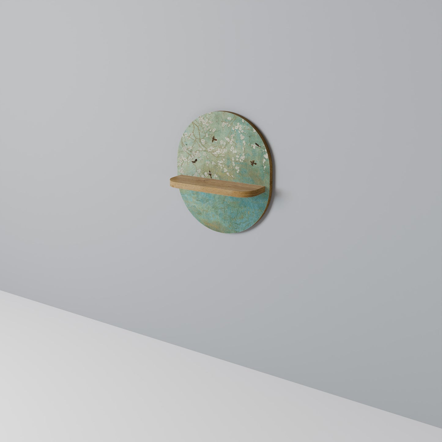 BLOOMING CHARM Oval konsthylla i ekeffekt
