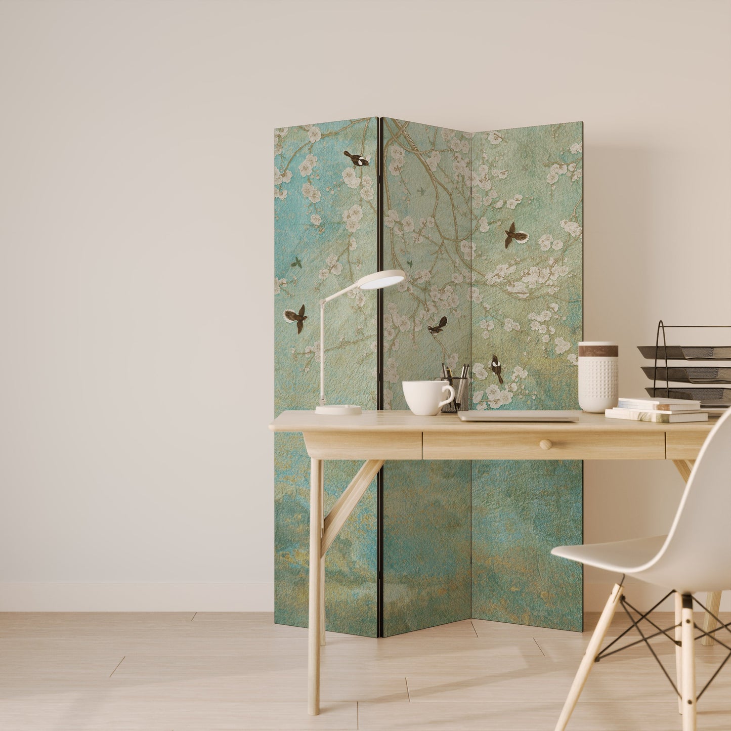 BLOOMING CHARM Dekorativ rumsavdelare med 3 paneler