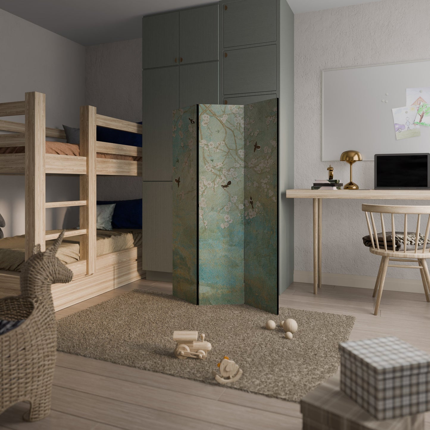 BLOOMING CHARM Dekorativ rumsavdelare med 3 paneler