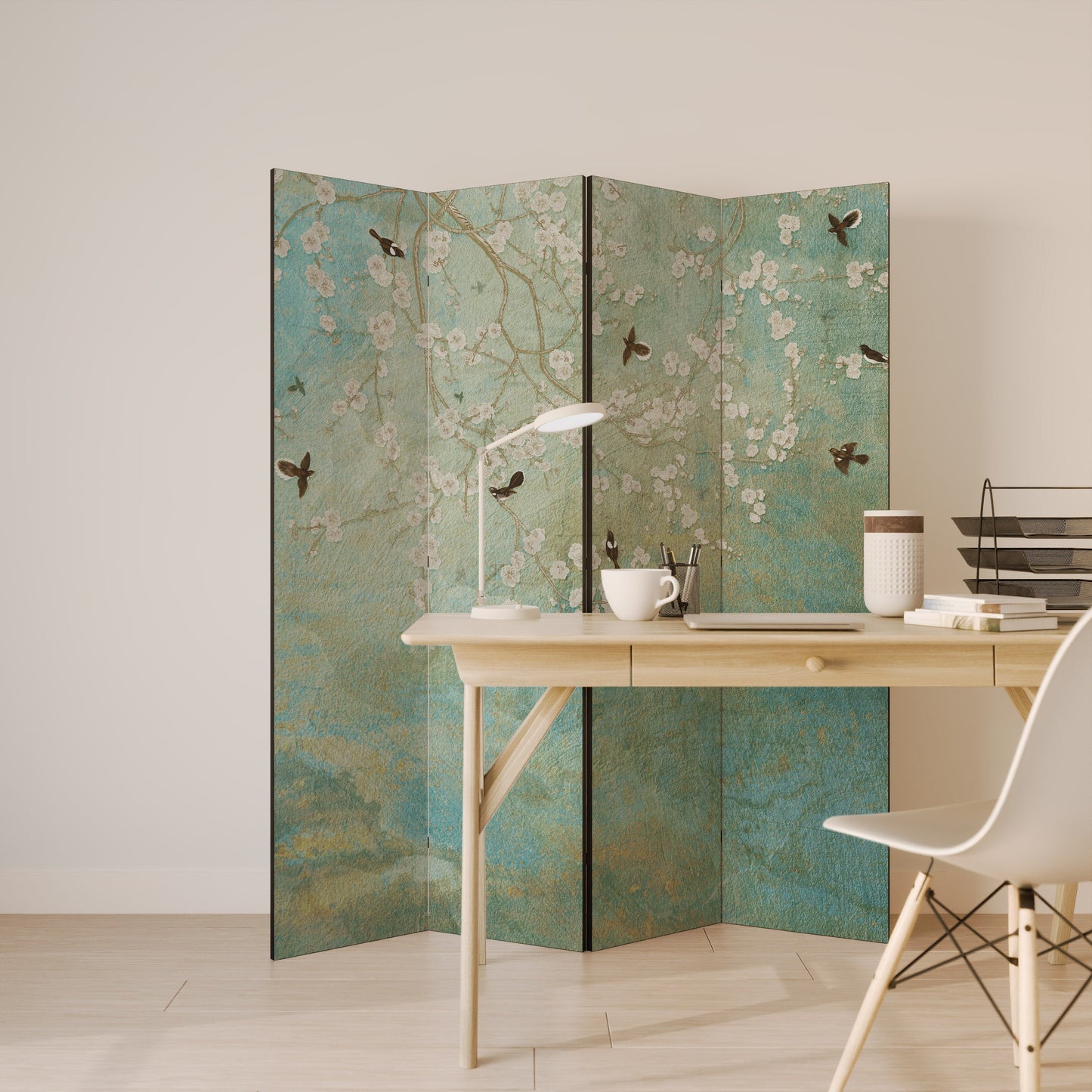 BLOOMING CHARM Dekorativ rumsavdelare med 4 paneler