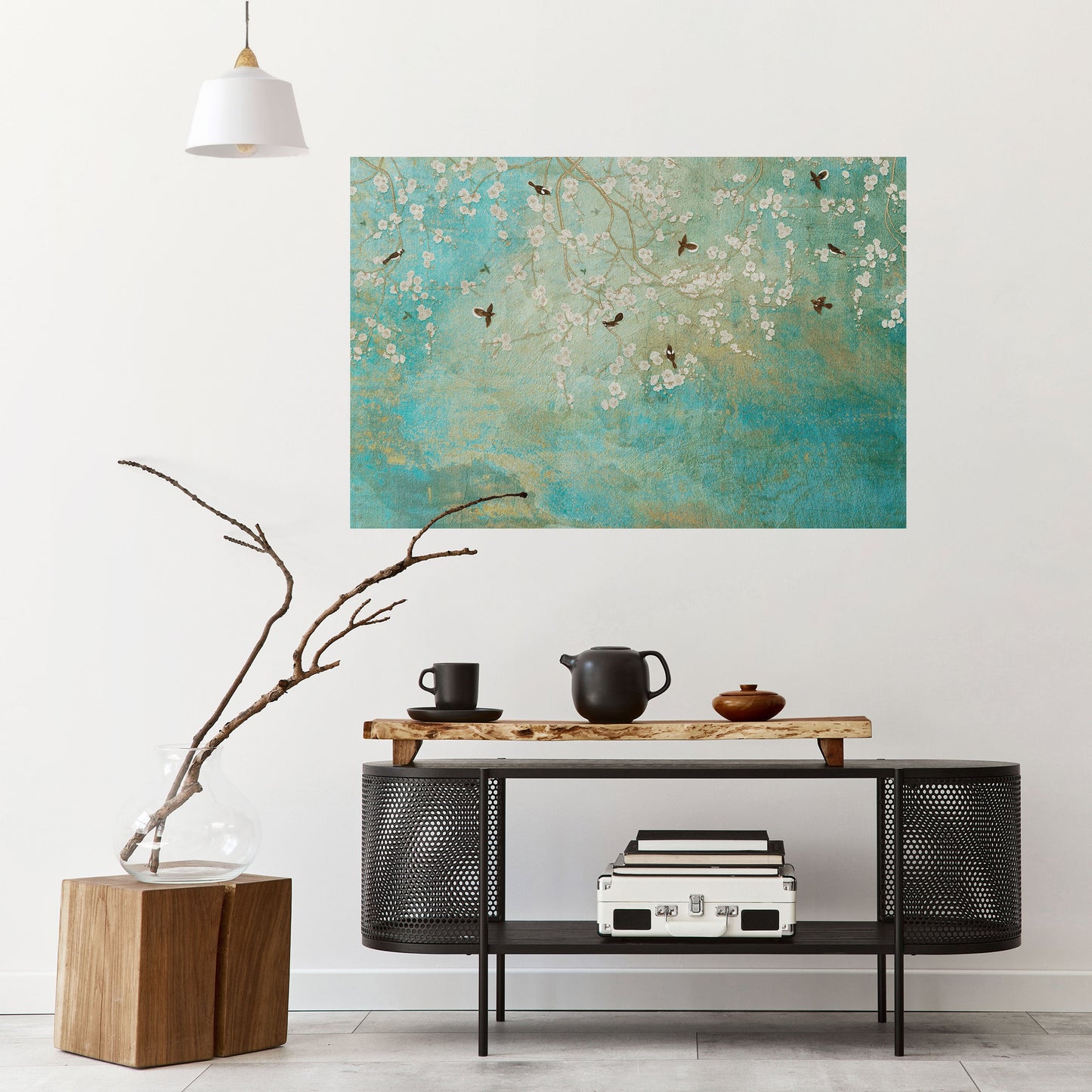BLOOMING CHARM horisontell poster med självhäftande motiv