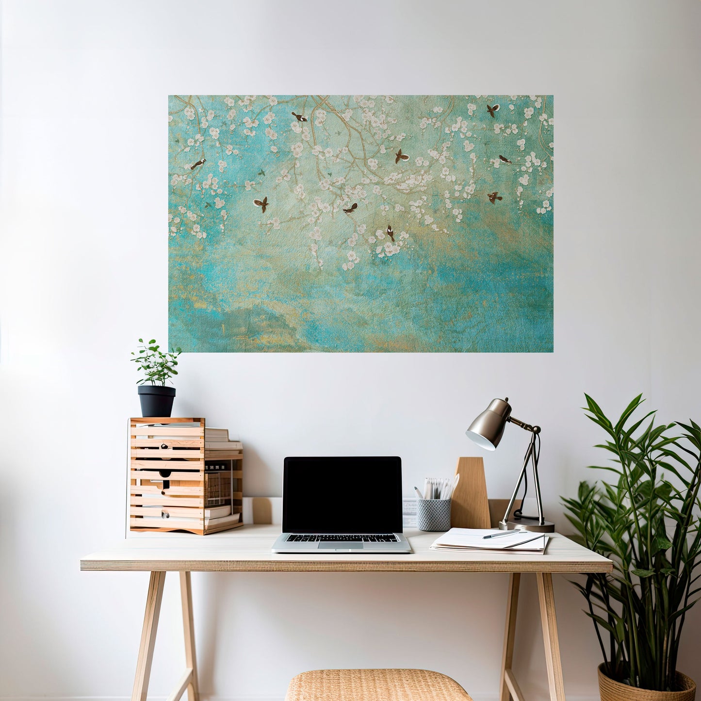 BLOOMING CHARM horisontell poster med självhäftande motiv