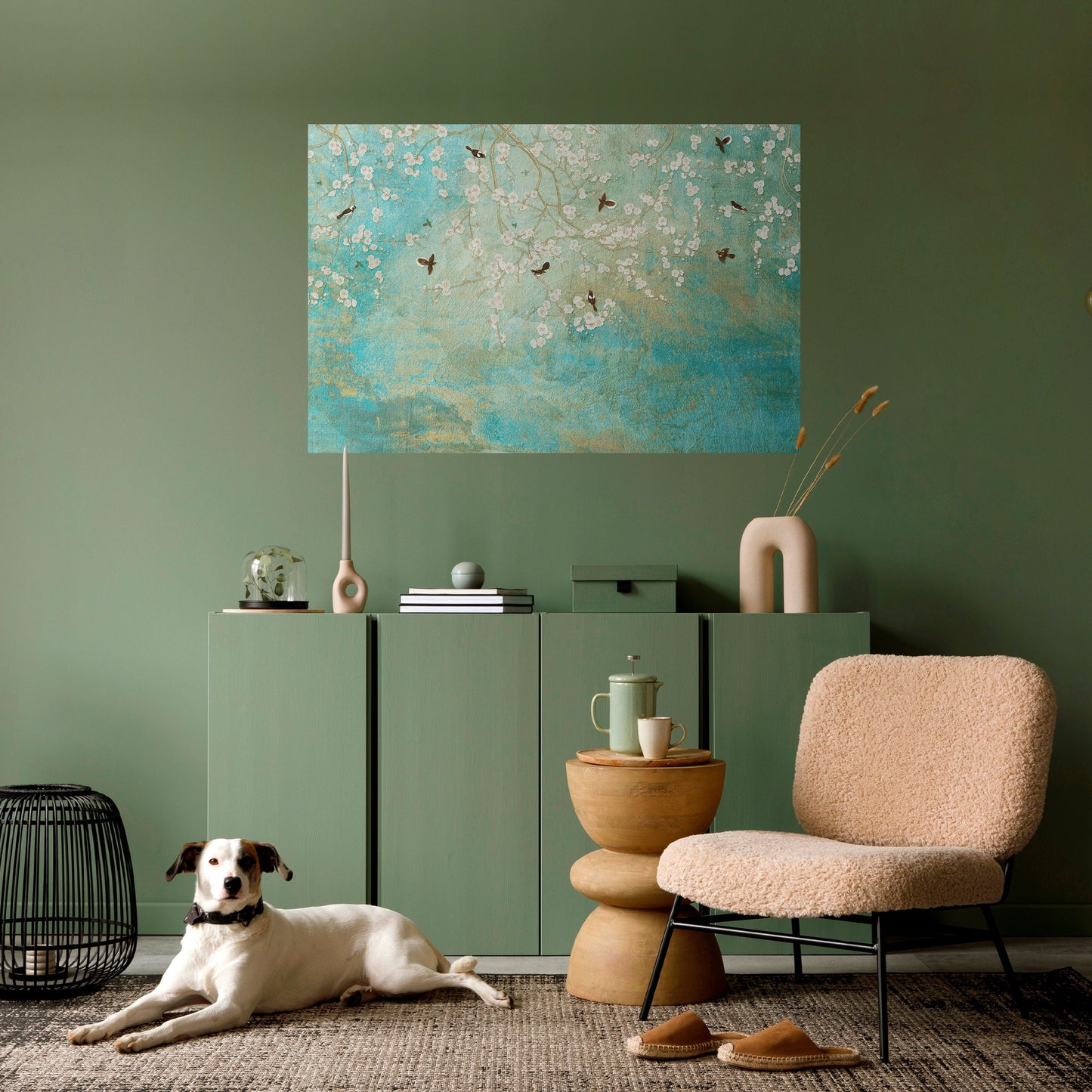 BLOOMING CHARM horisontell poster med självhäftande motiv
