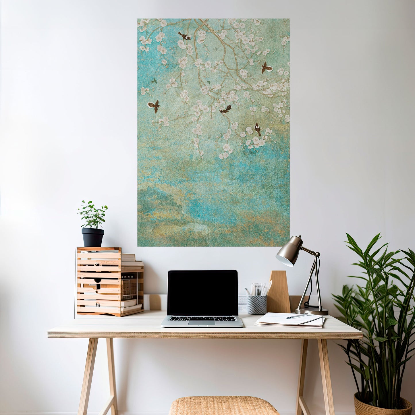 BLOOMING CHARM vertikal poster med självhäftande text