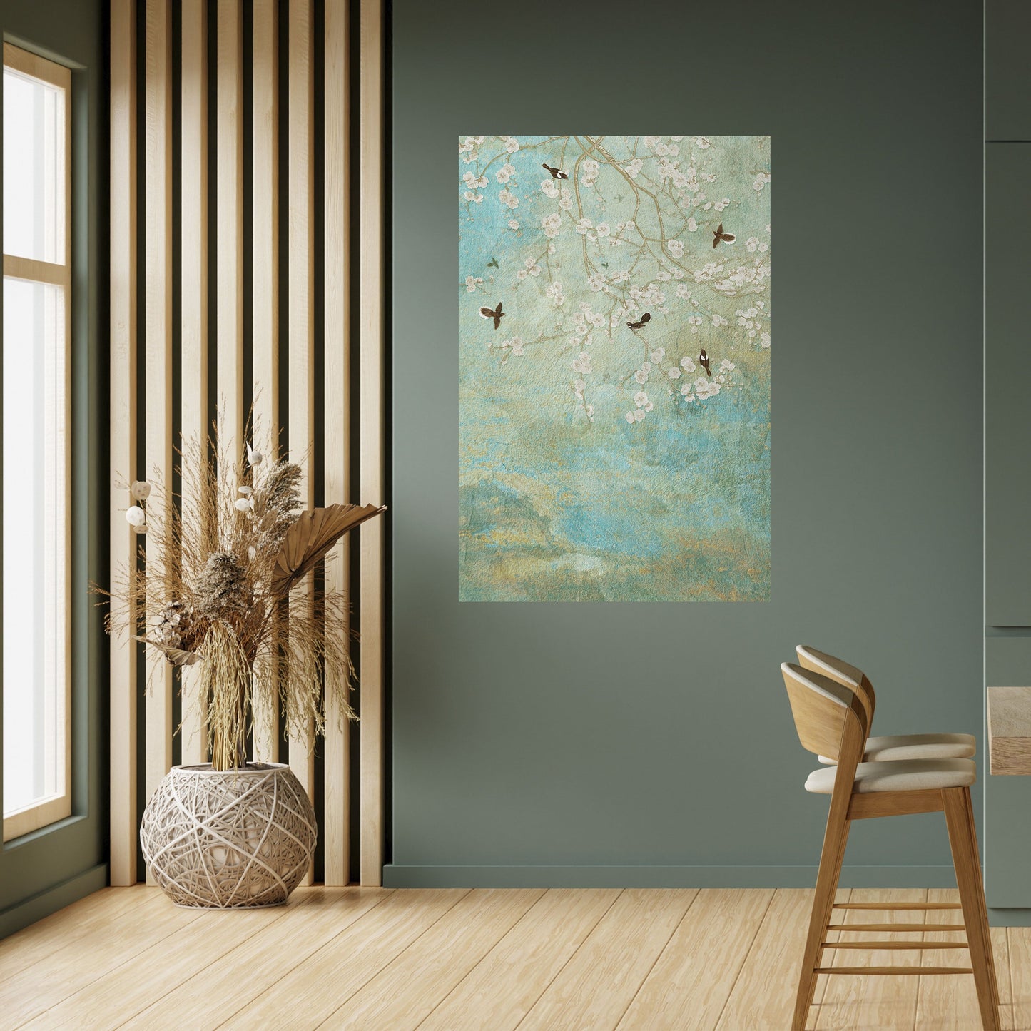 BLOOMING CHARM vertikal poster med självhäftande text