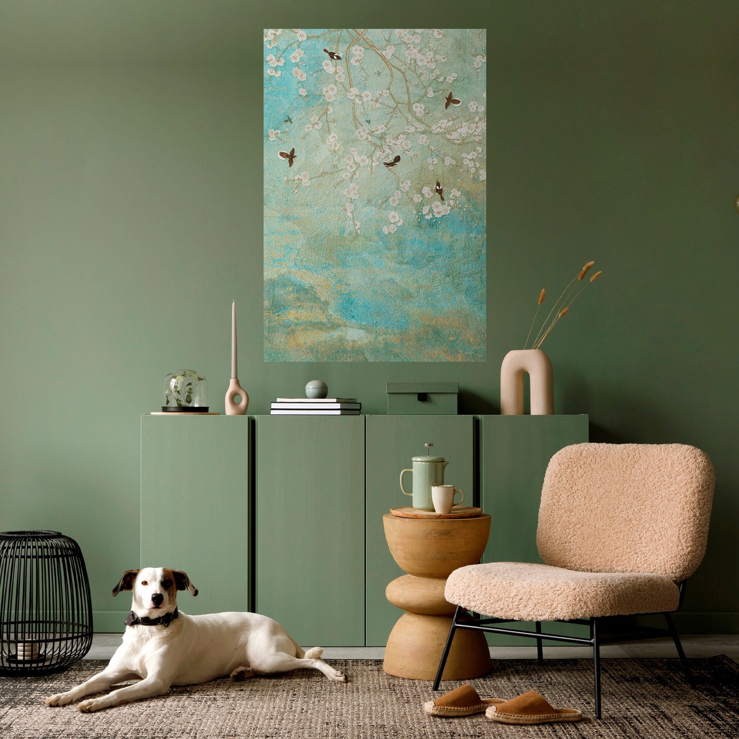 BLOOMING CHARM vertikal poster med självhäftande text