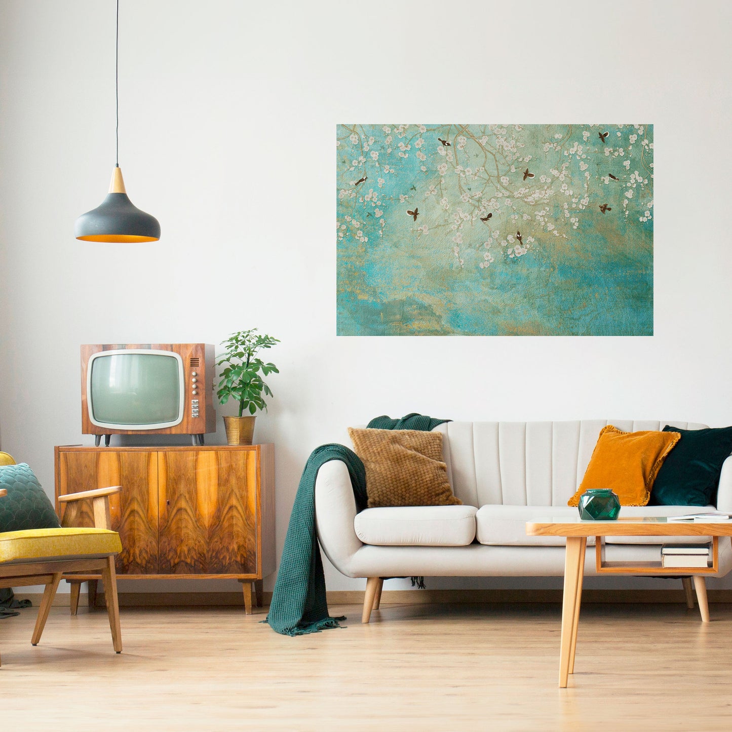 BLOOMING CHARM horisontell poster med självhäftande motiv