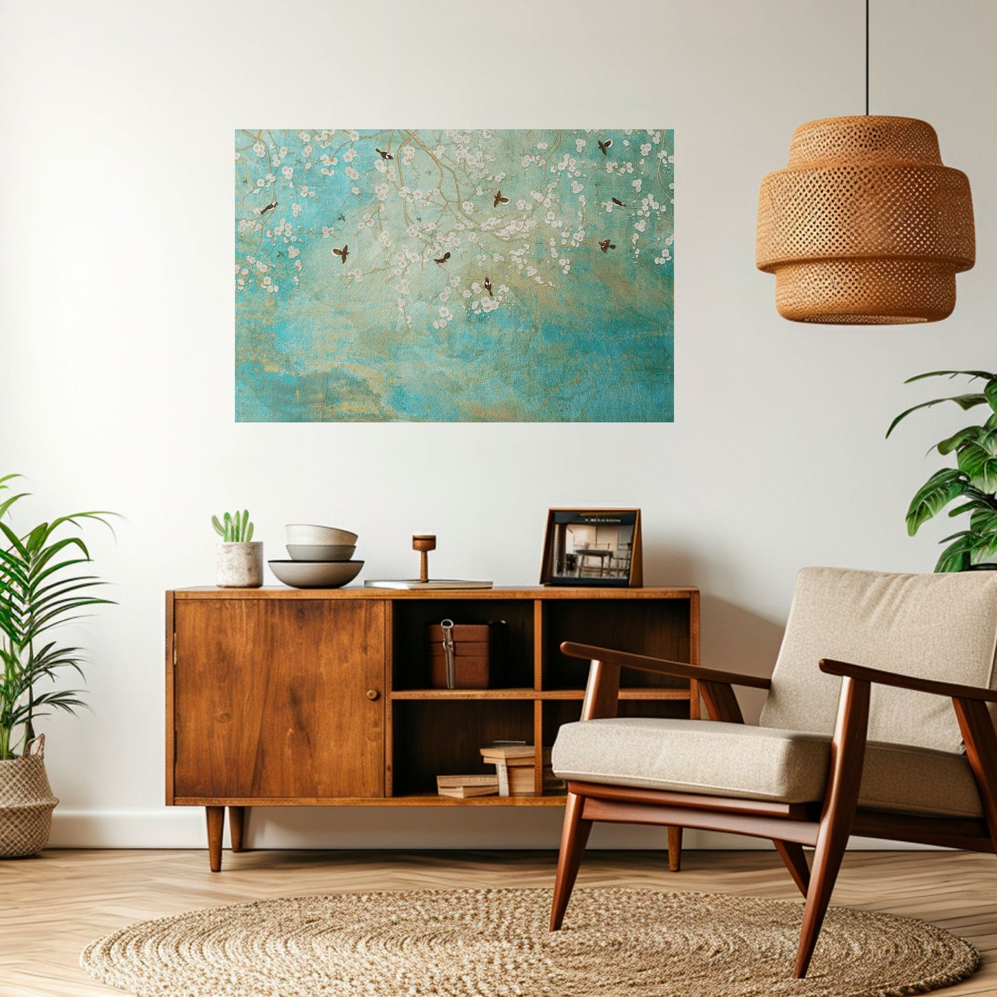 BLOOMING CHARM horisontell poster med självhäftande motiv
