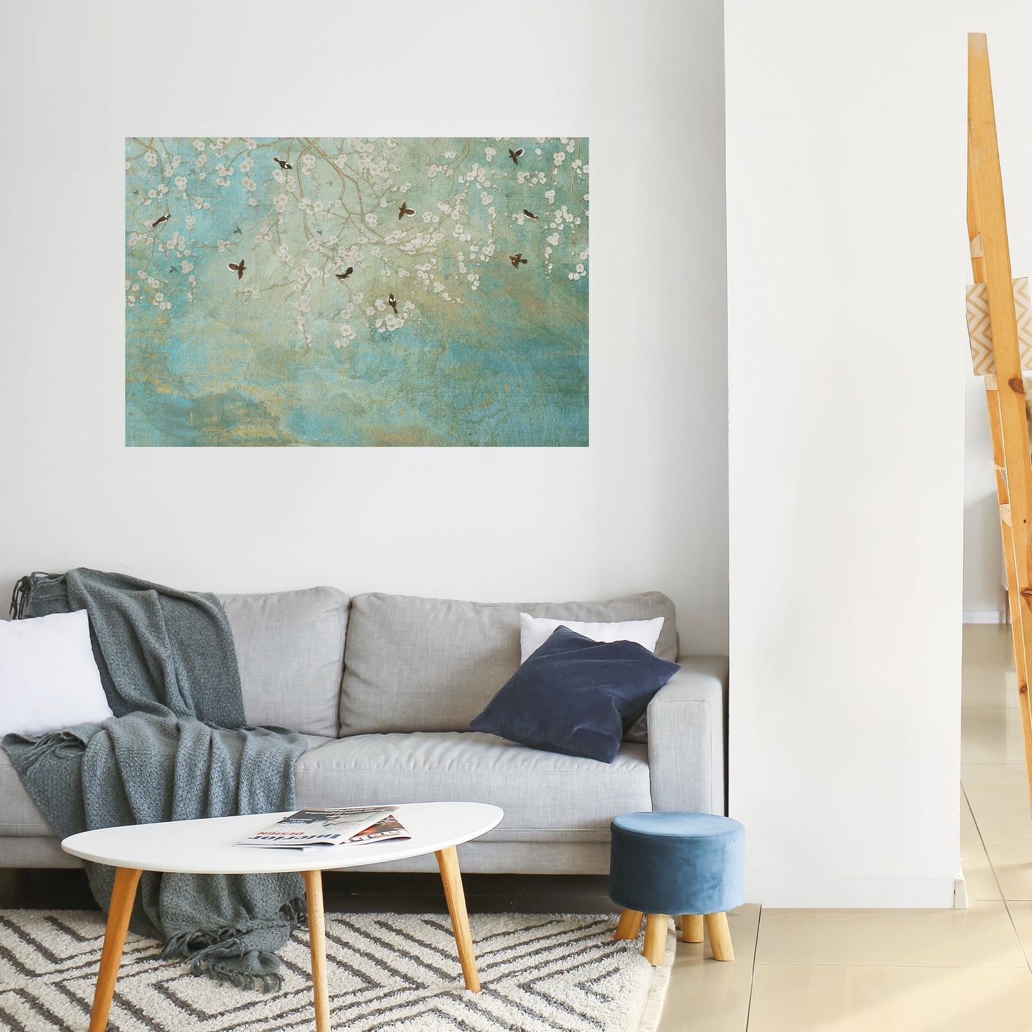 BLOOMING CHARM horisontell poster med självhäftande motiv