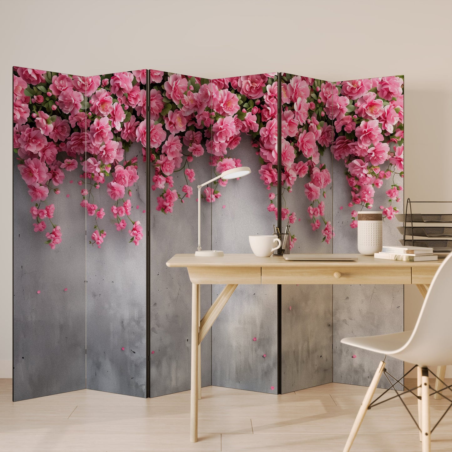 Dekorativ rumsavdelare med 6 paneler SERENE FLOWER FOLD