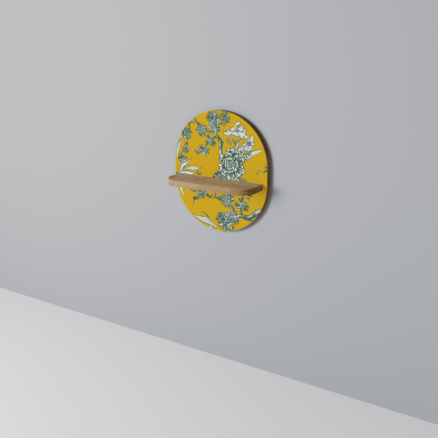 GUL CHINOISERIE Oval konsthylla i ekeffekt