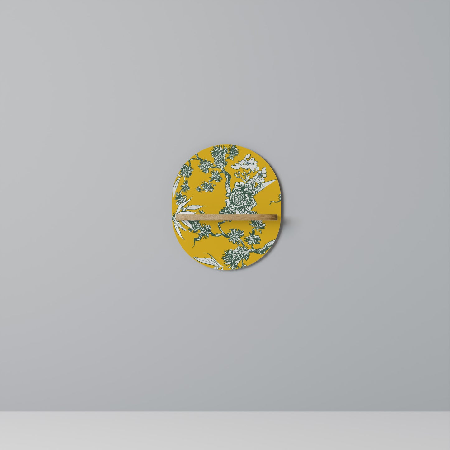 GUL CHINOISERIE Oval konsthylla i ekeffekt