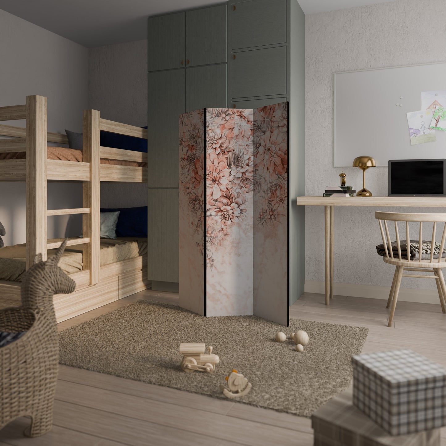 Dekorativ rumsavdelare med 3 paneler i MARBLE GARDEN FANTASY