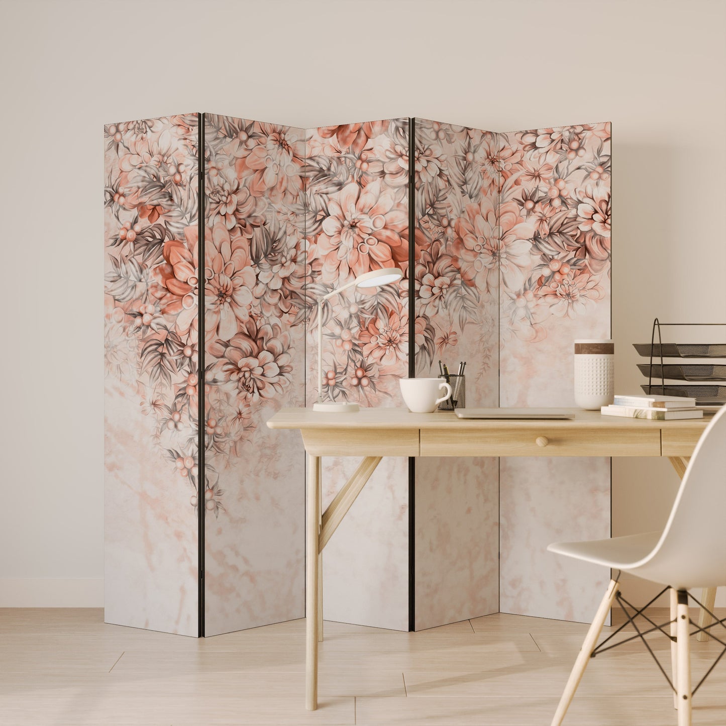 Dekorativ rumsavdelare med 5 paneler i MARBLE GARDEN FANTASY