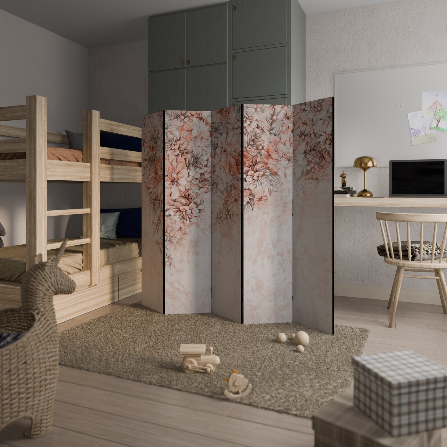 Dekorativ rumsavdelare med 5 paneler i MARBLE GARDEN FANTASY