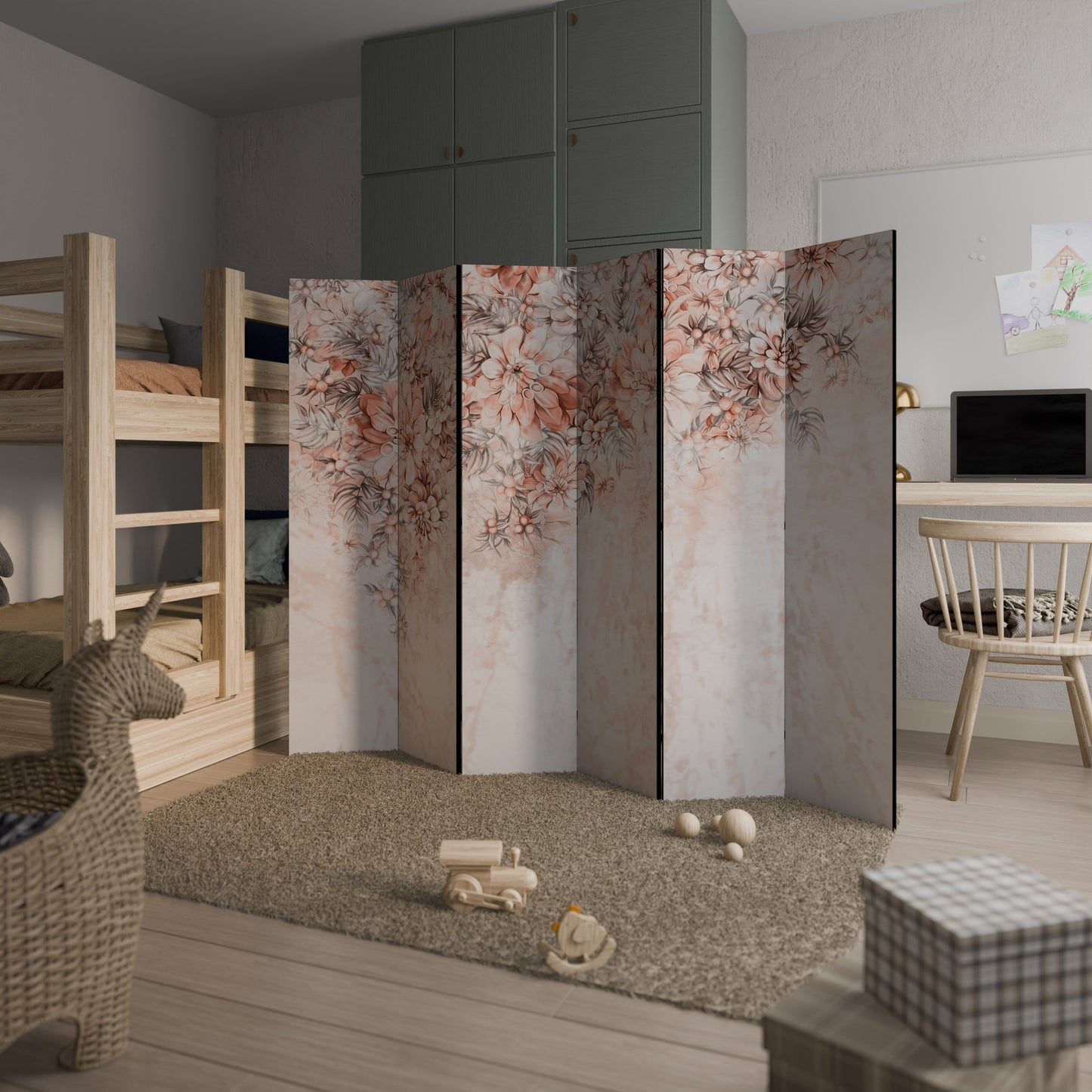 Dekorativ rumsavdelare med 6 paneler i MARBLE GARDEN FANTASY