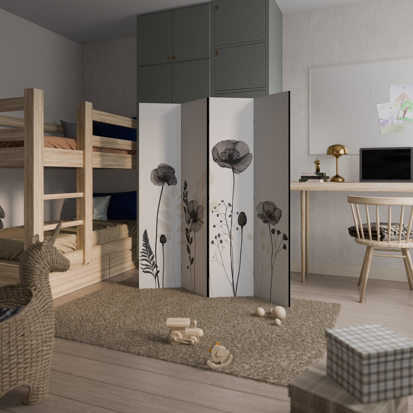 POPPY ALLURE Dekorativ rumsavdelare med 4 paneler