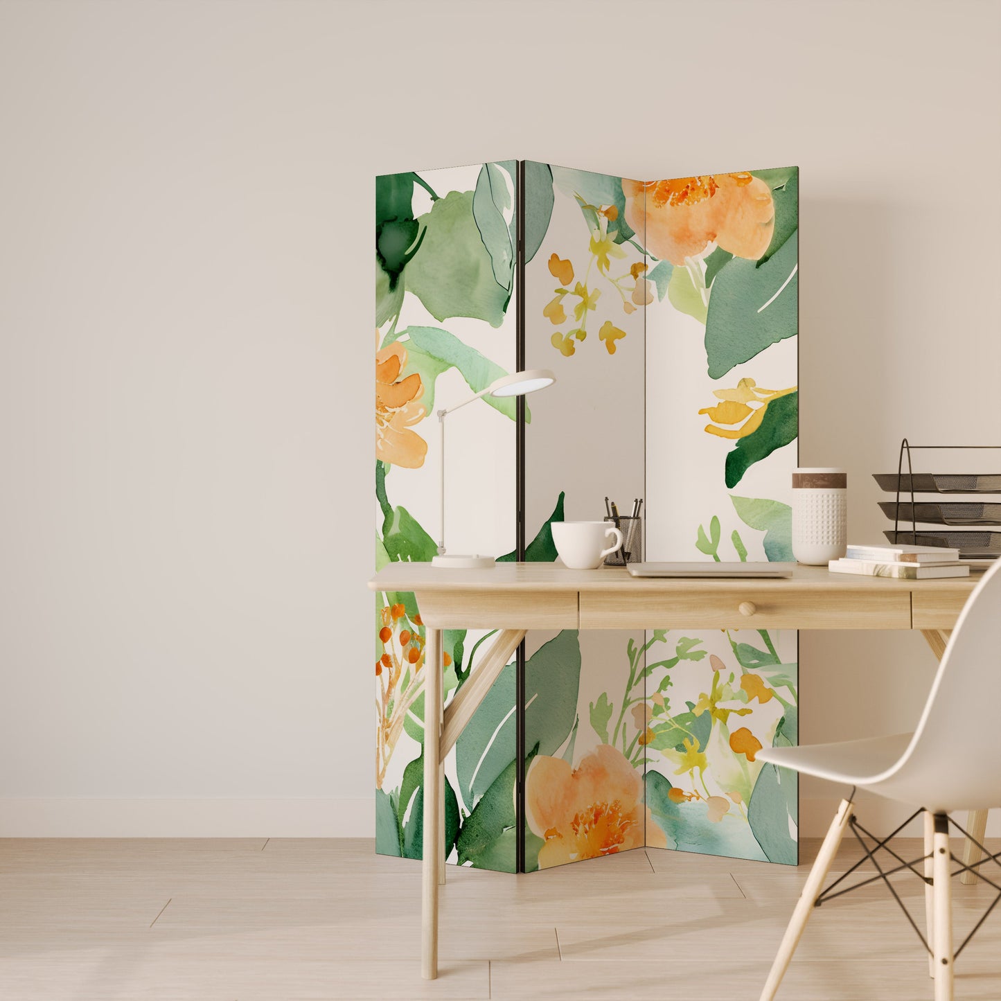 Dekorativ rumsavdelare med 3 paneler i FLORAL SERENITY SPLIT