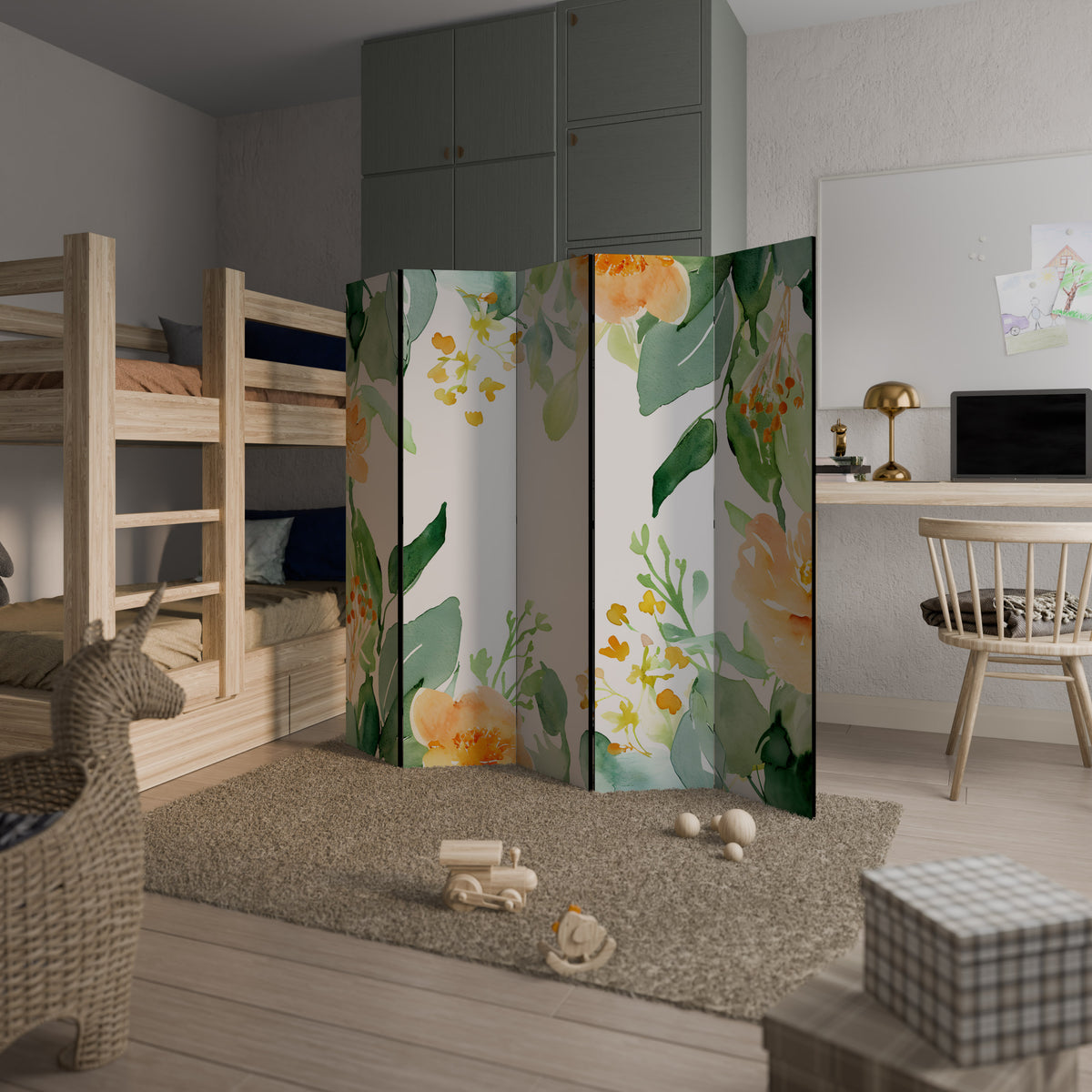 FLORAL SERENITY SPLIT Dekorativ rumsavdelare – 5 paneler
