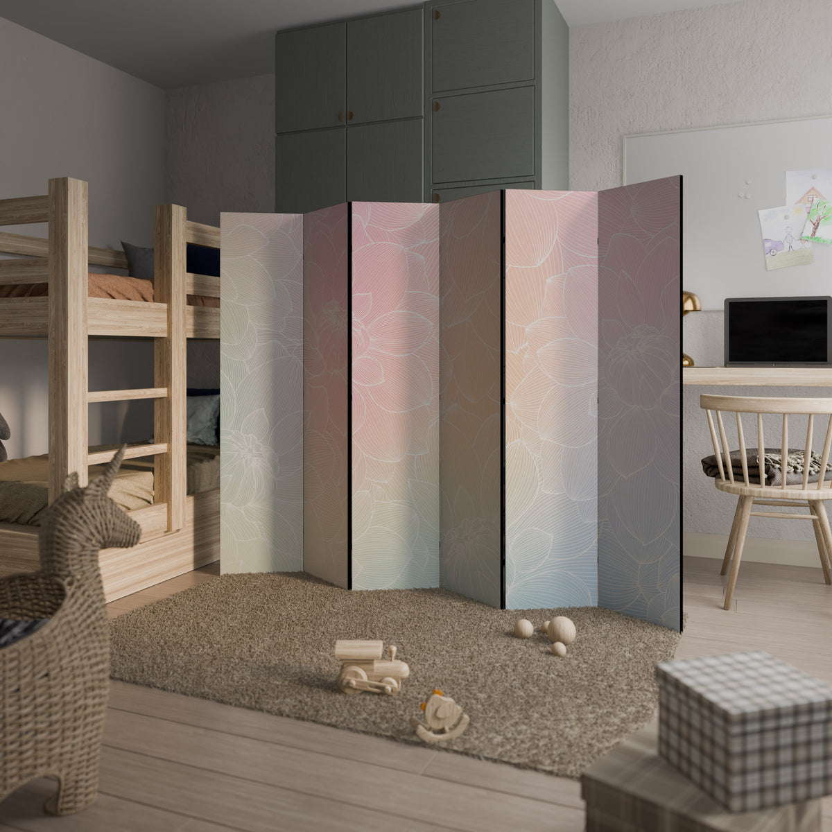ELEGANT FLORAL FUSION 6-Panel Room Divider