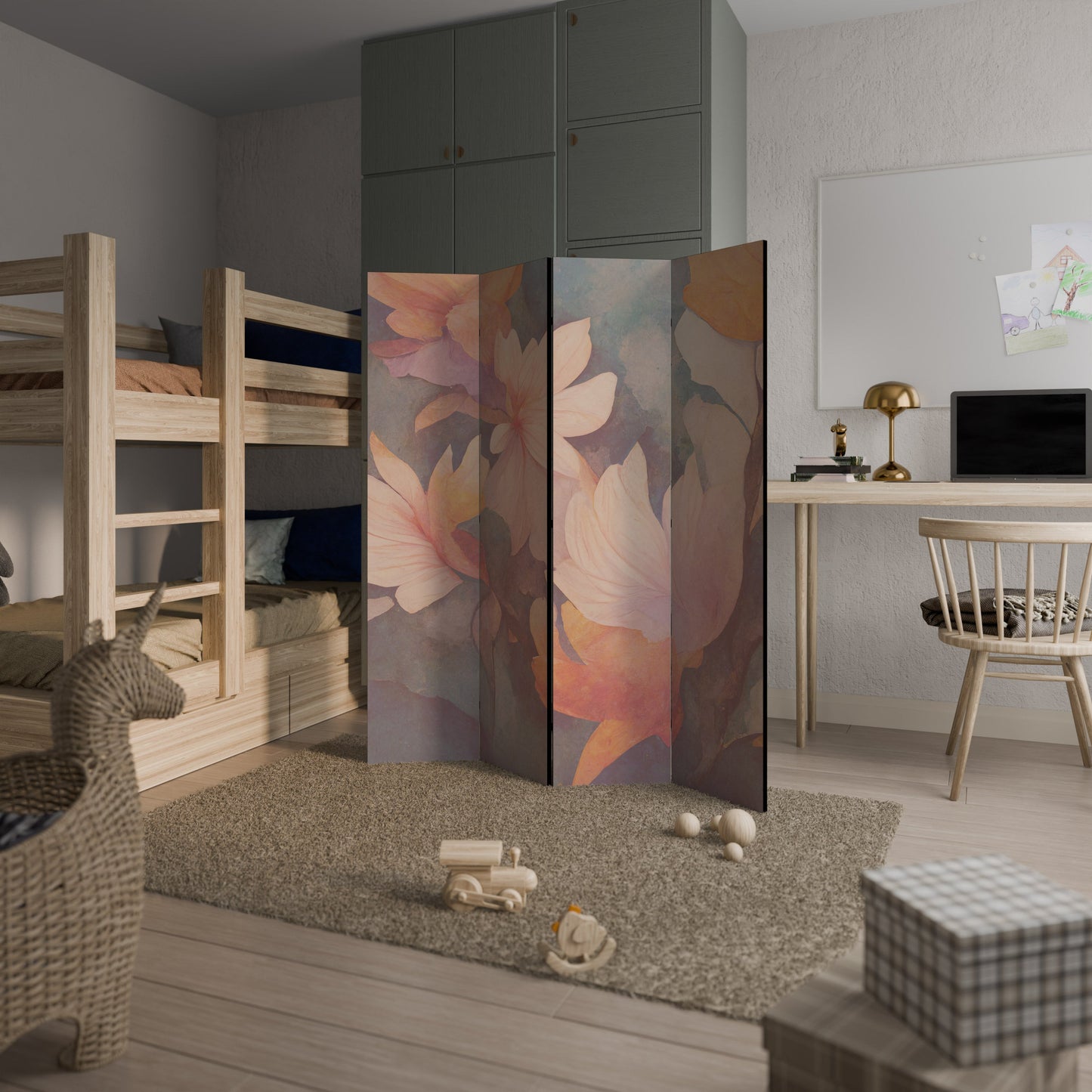 Dekorativ rumsavdelare med 4 paneler PETAL GRACE
