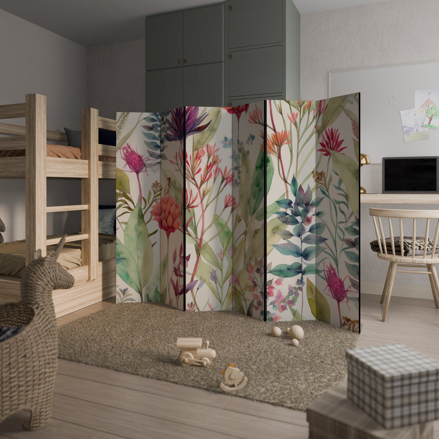 Dekorativ rumsavdelare med 6 paneler HERBAL FIESTA