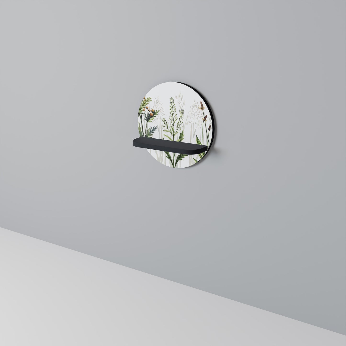 HERBAL DREAM Rund konsthylla i svart finish