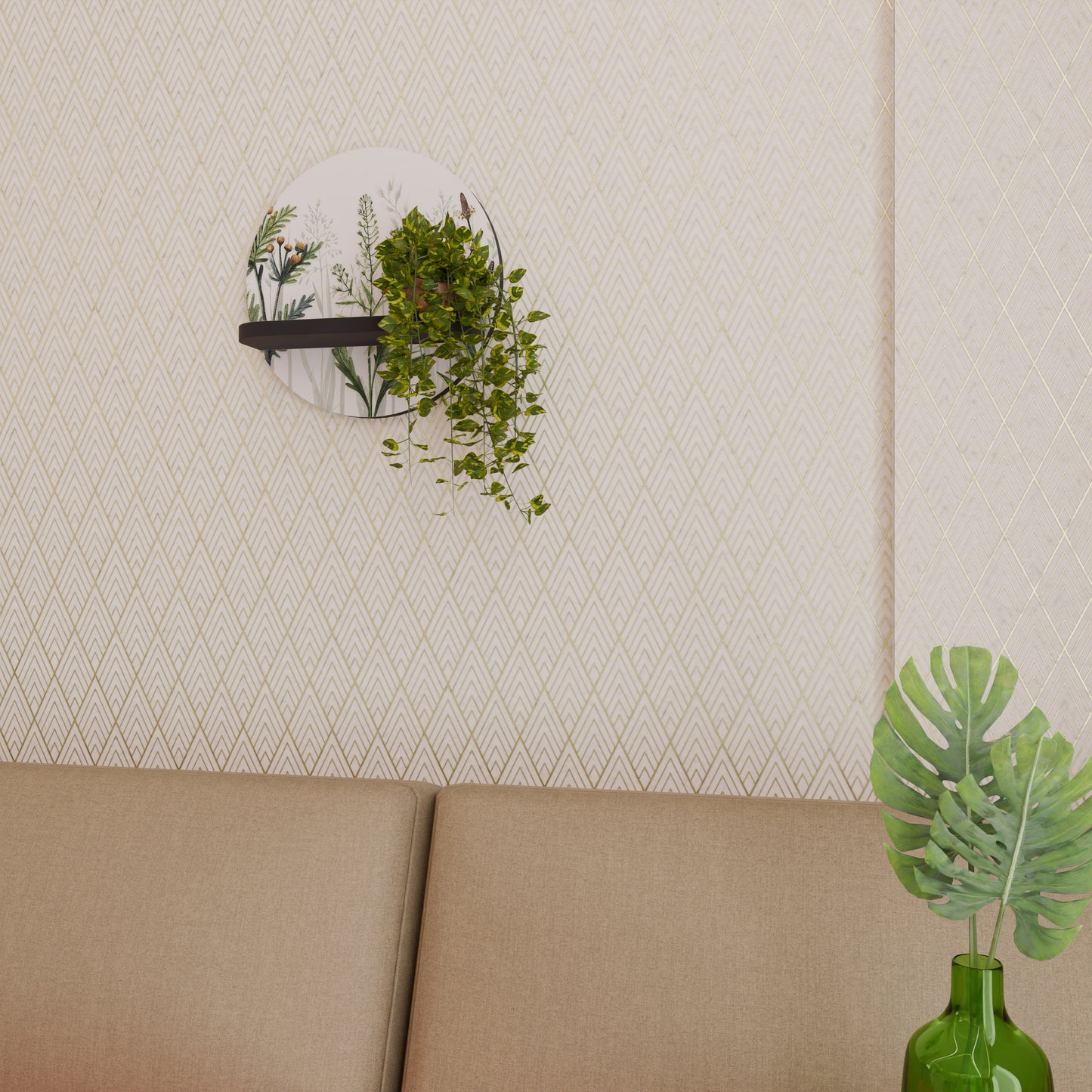 HERBAL DREAM Rund konsthylla i svart finish