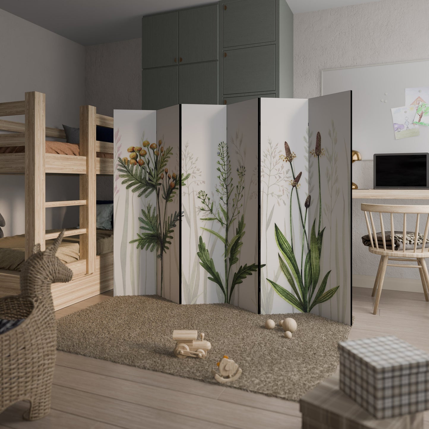 Dekorativ rumsavdelare med 6 paneler HERBAL DREAM