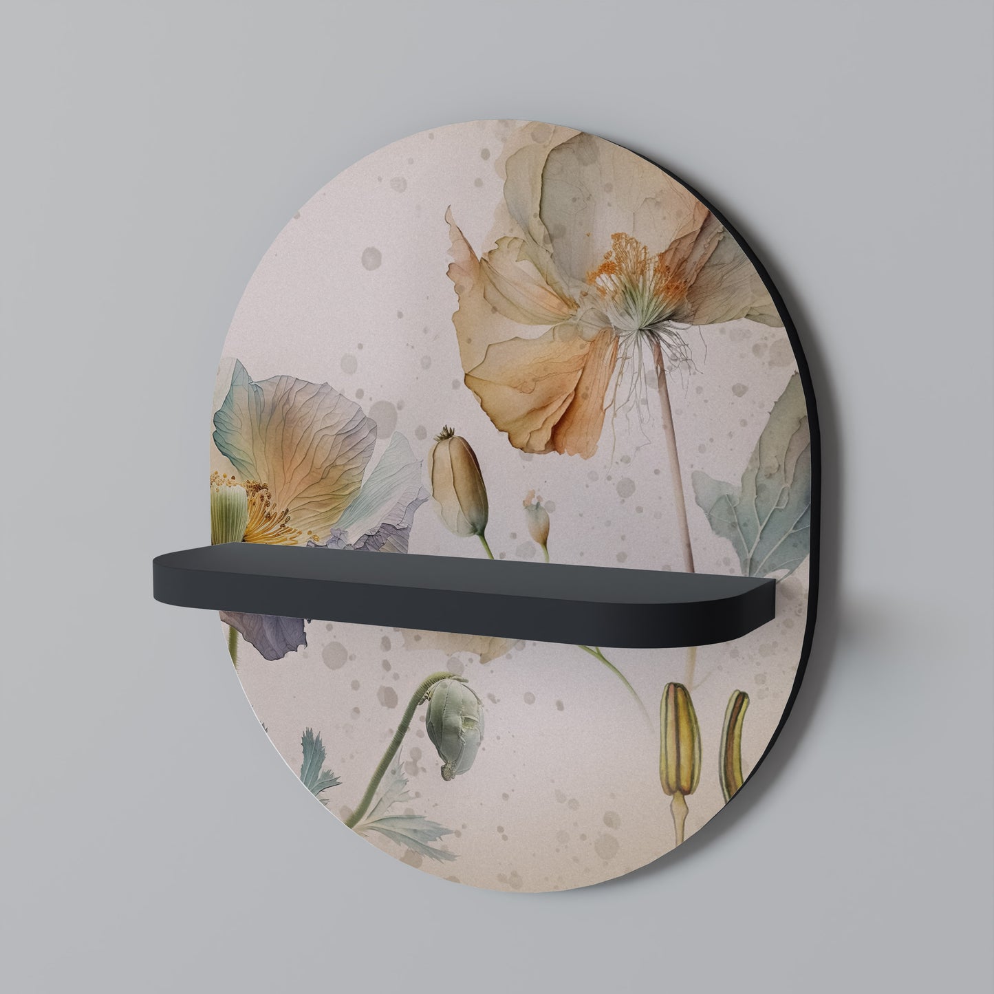 MJUKA POPPY Oval konsthylla i svart finish