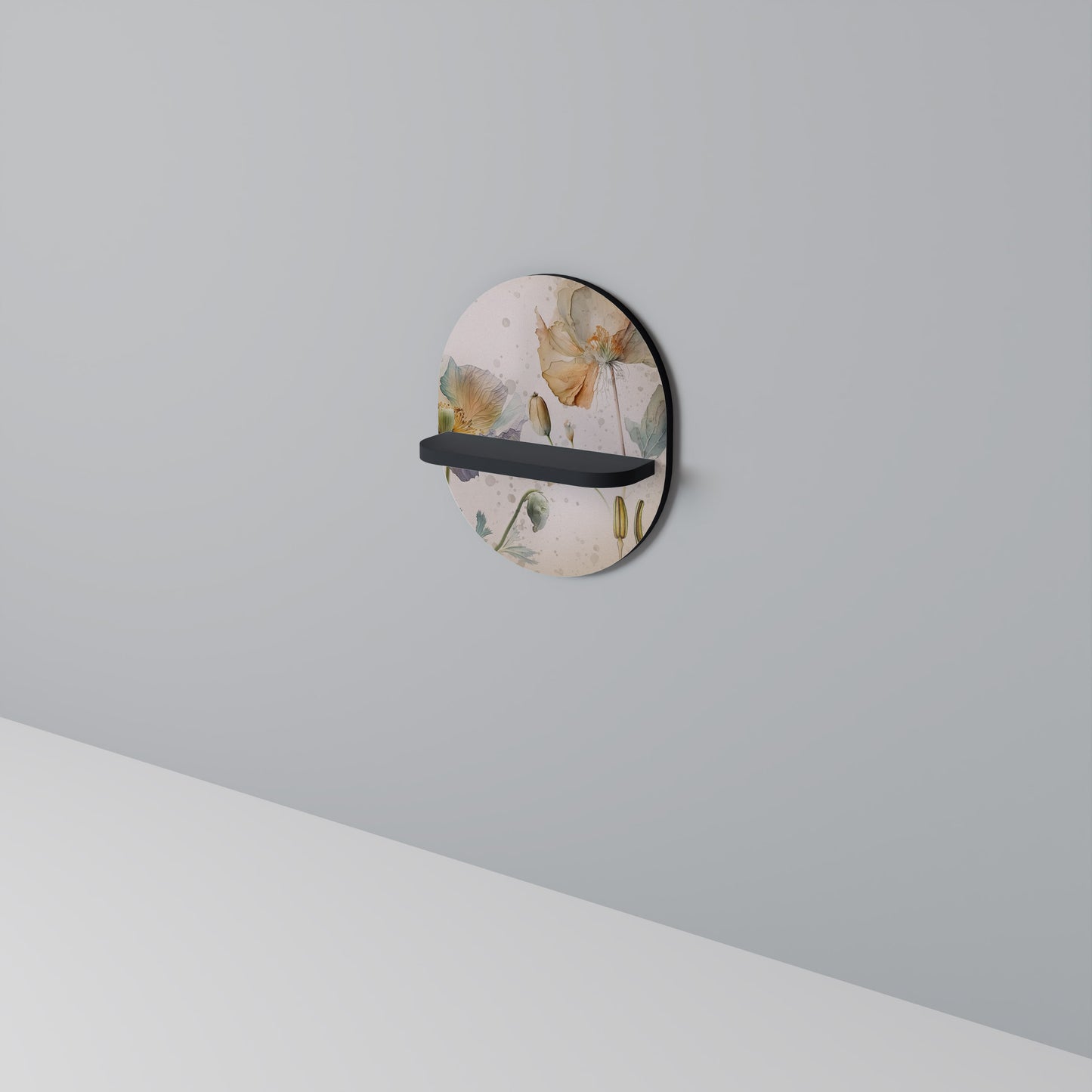 MJUKA POPPY Oval konsthylla i svart finish