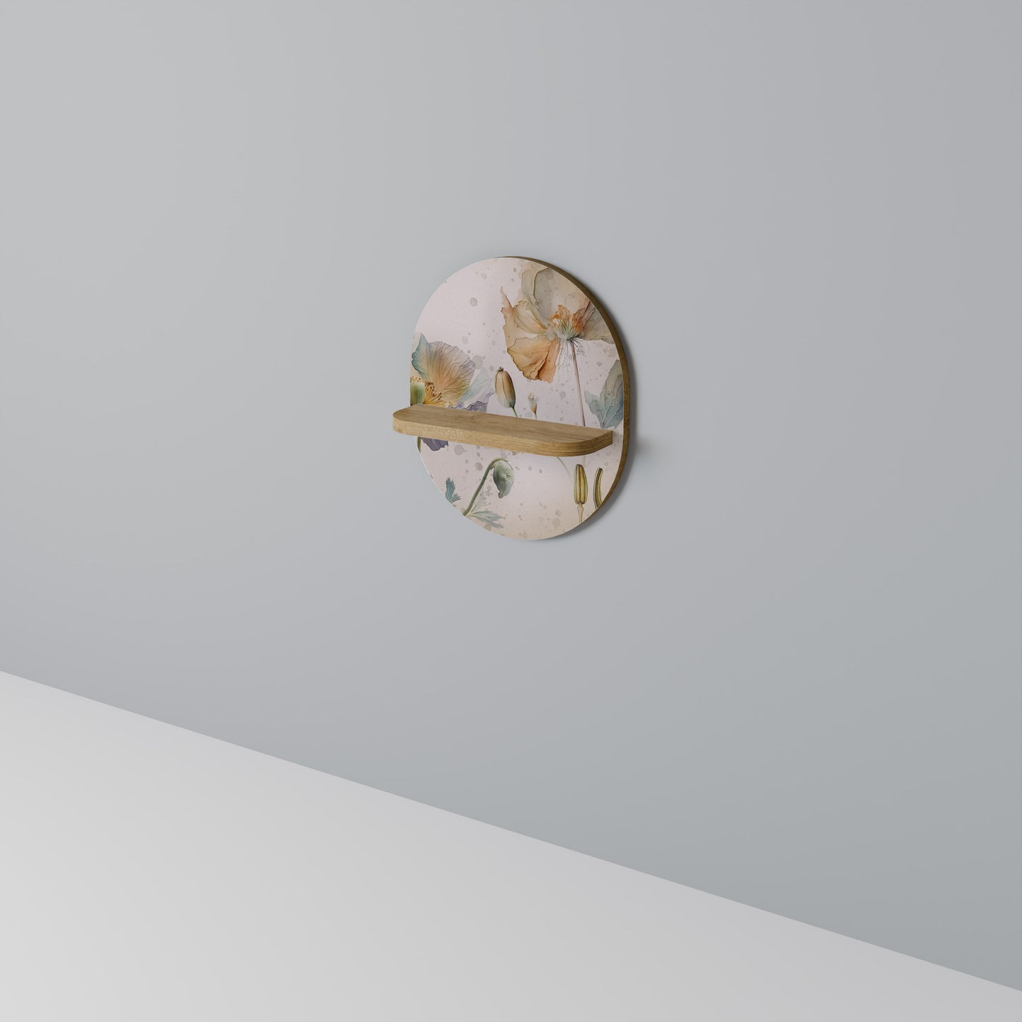MJUKA VALMMU Oval konsthylla i ekeffekt