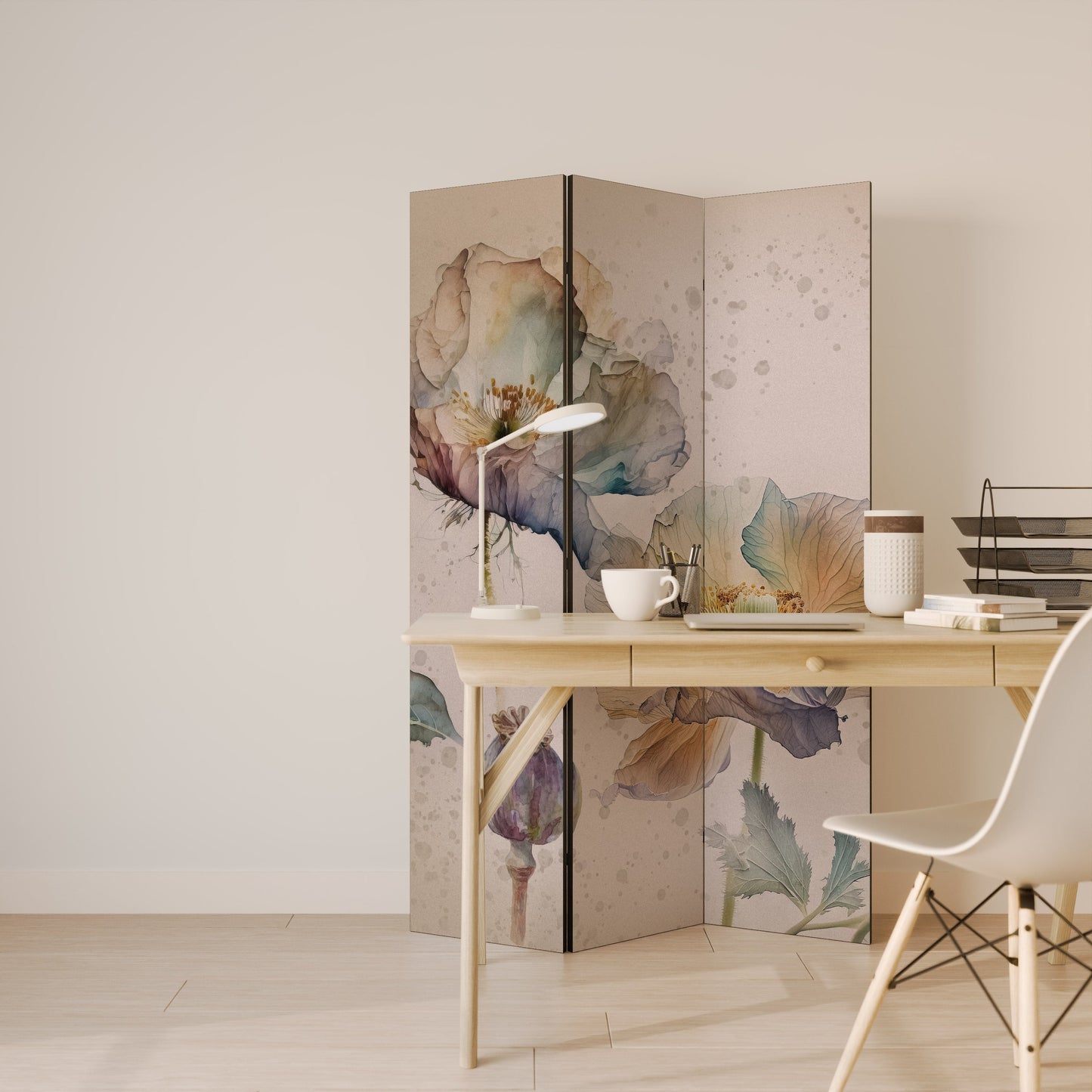 SOFTEN POPPY Decorative 3-Panel Room Divider