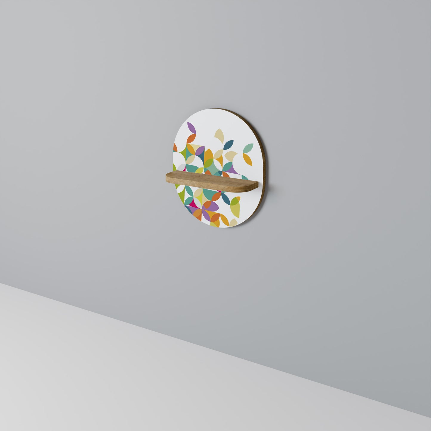 PIXEL BLOSSOM Oval konsthylla i ekeffekt