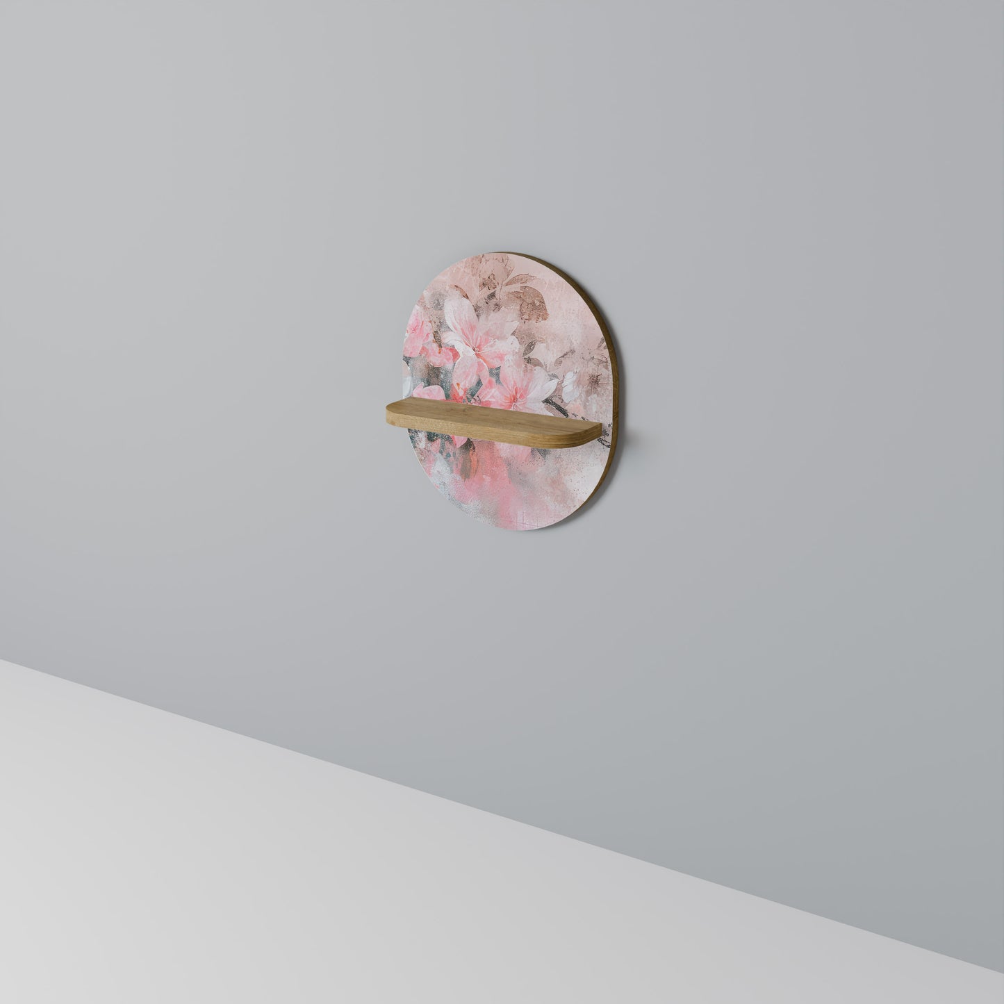 KÖRSBÄRSBLOMMA Oval konsthylla i ekeffekt