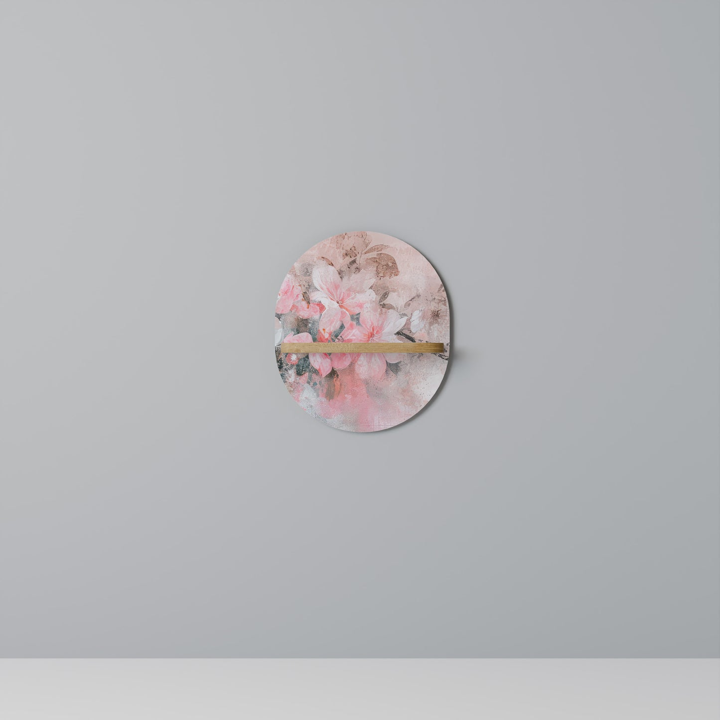 KÖRSBÄRSBLOMMA Oval konsthylla i ekeffekt