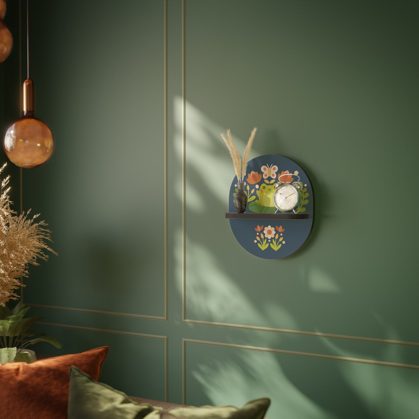 MEADOW IDYLL Oval Art Shelf In Black Finish