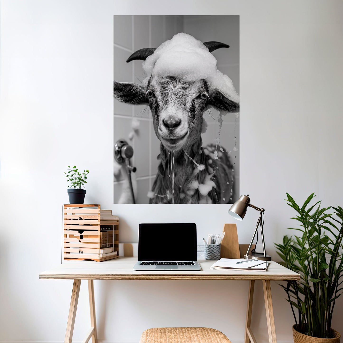 SOAPY GOAT GIGGLES Vertikal affisch med självhäftande text