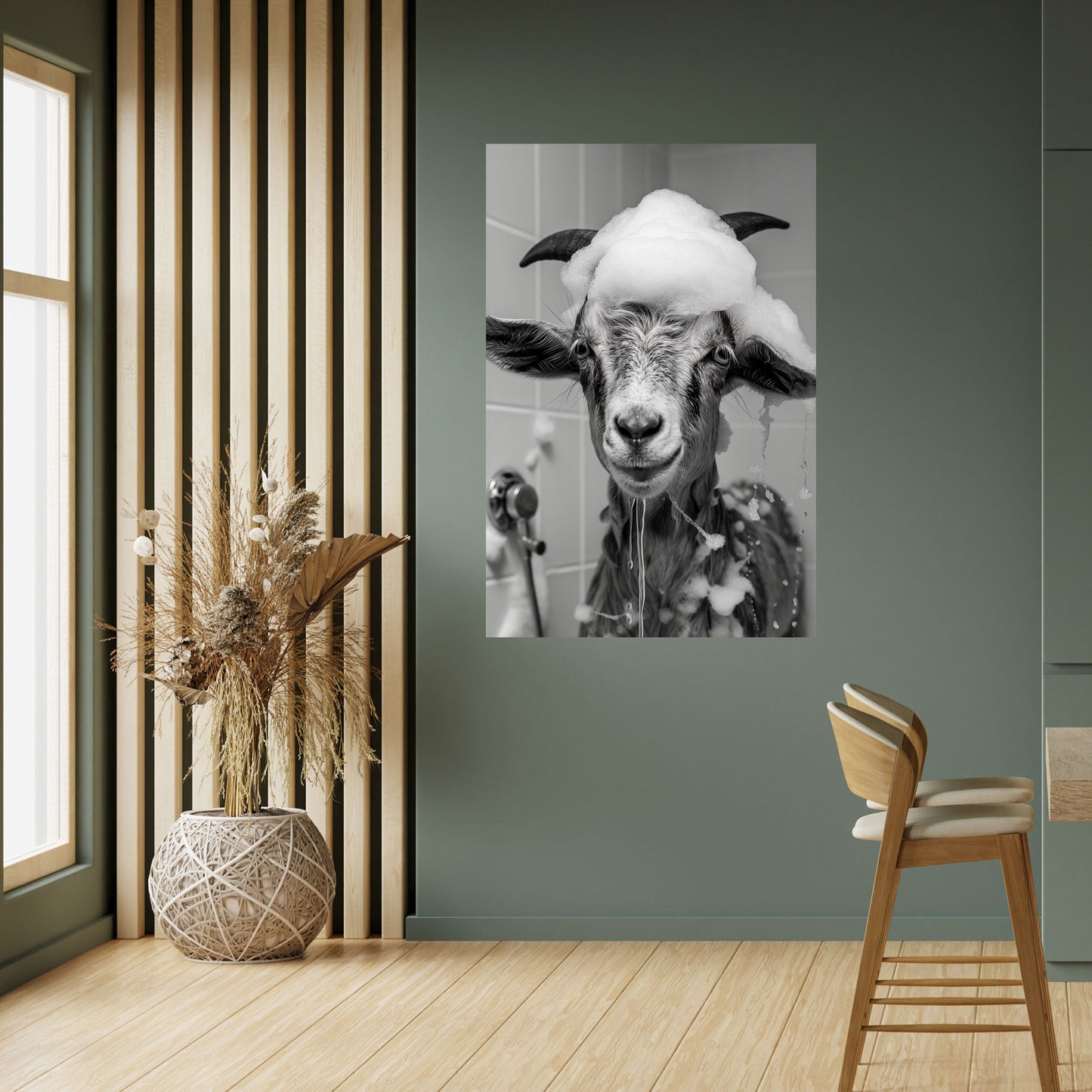 SOAPY GOAT GIGGLES Vertikal affisch med självhäftande text