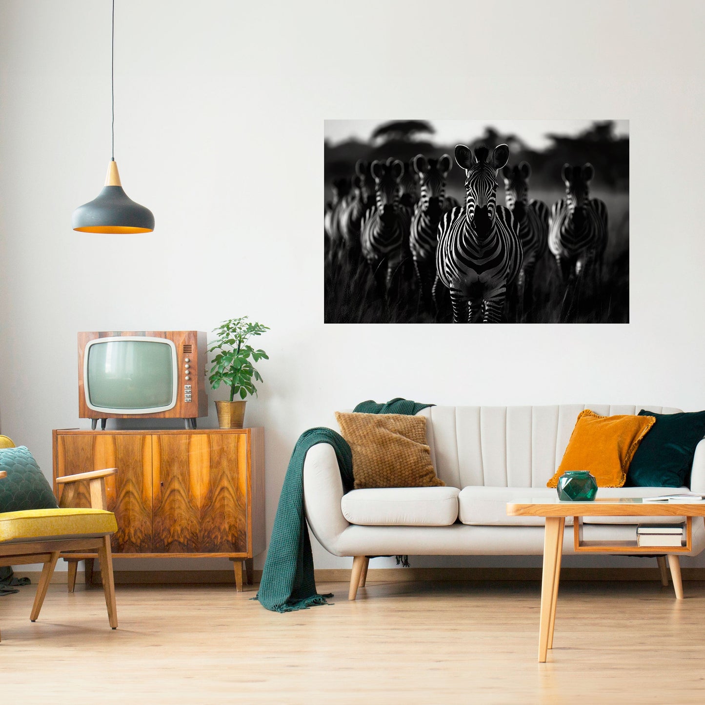 Randig Symphony Saga, horisontell poster med självhäftande text